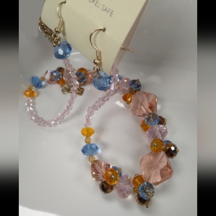 Davinci Pink And Blue Beaded Necklace Set